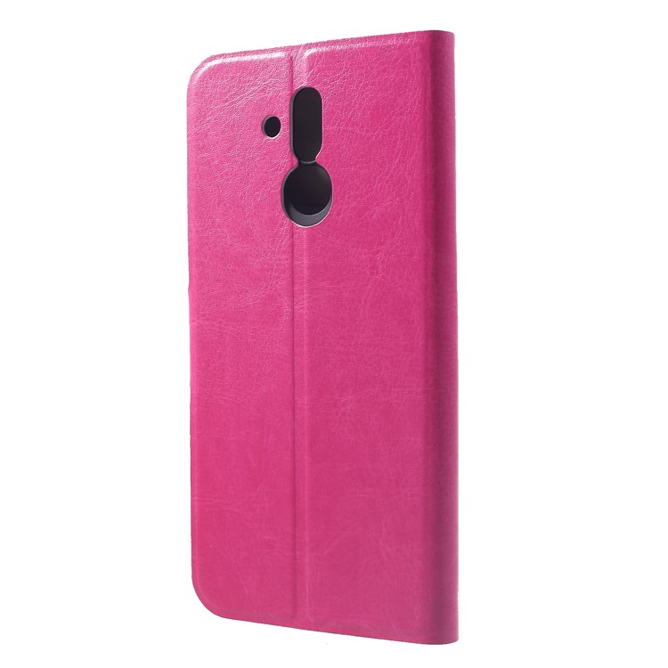 Crazy Horse Texture Stand Leather Card Holder Mobile Case (Built-in Steel Sheet) for Huawei Mate 20 Lite /Maimang 7 - Rose-2