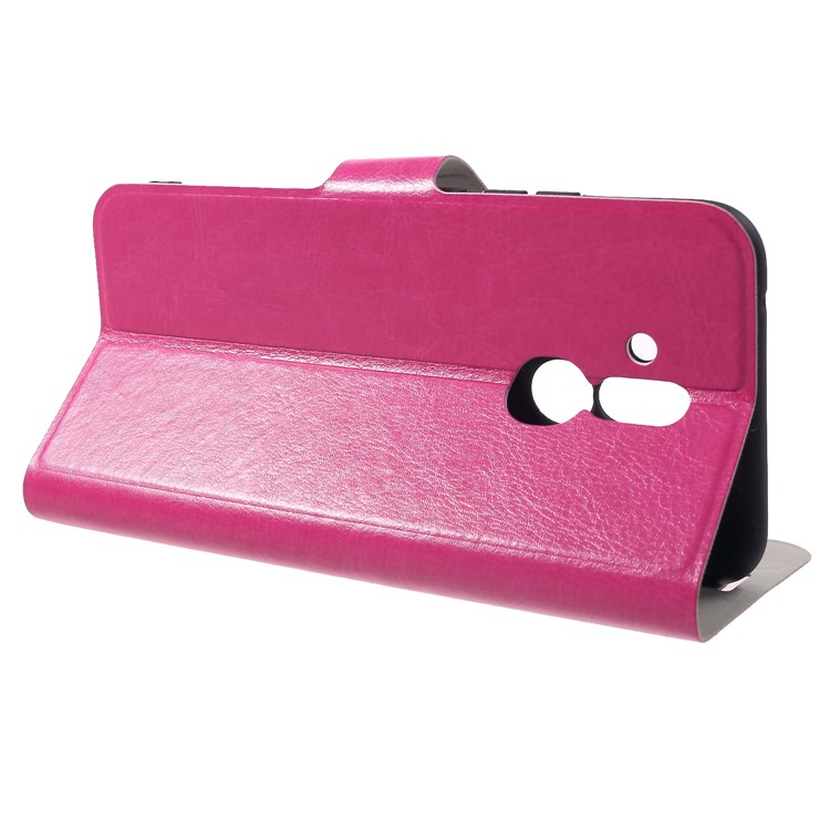 Crazy Horse Texture Stand Leather Card Holder Mobile Case (Built-in Steel Sheet) for Huawei Mate 20 Lite /Maimang 7 - Rose-4