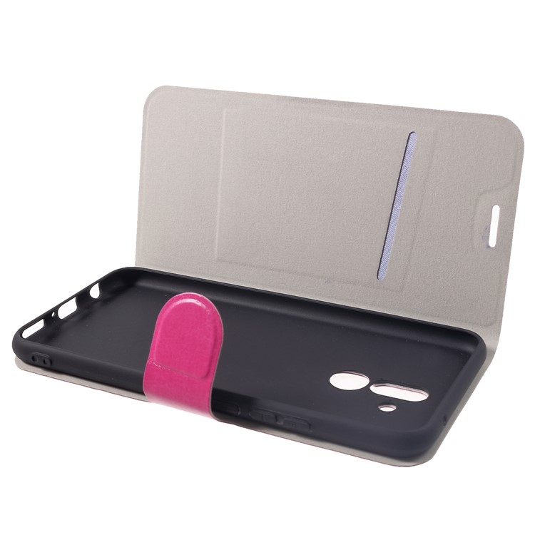 Crazy Horse Texture Stand Leather Card Holder Mobile Case (Built-in Steel Sheet) for Huawei Mate 20 Lite /Maimang 7 - Rose-5