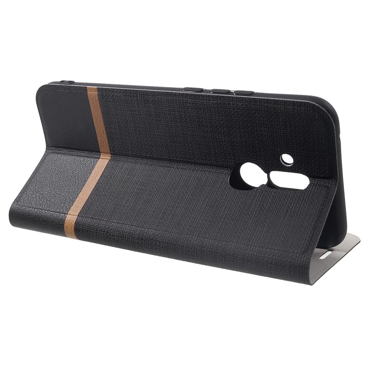 Cross Texture Leather Card Holder Phone Cover (Built-in Steel Sheet) for Huawei Mate 20 Lite / Maimang 7 - Black-4