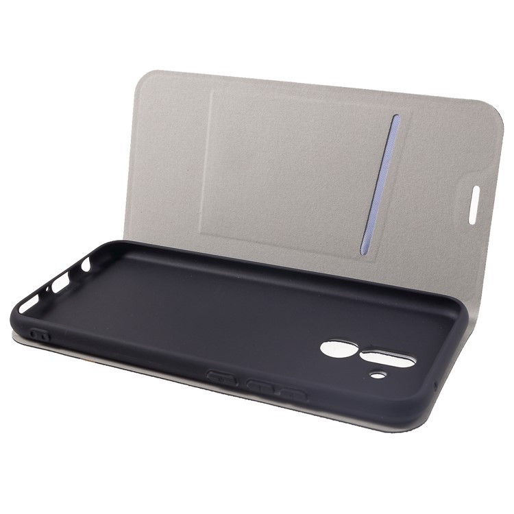 Cross Texture Leather Card Holder Phone Cover (Built-in Steel Sheet) for Huawei Mate 20 Lite / Maimang 7 - Black-5