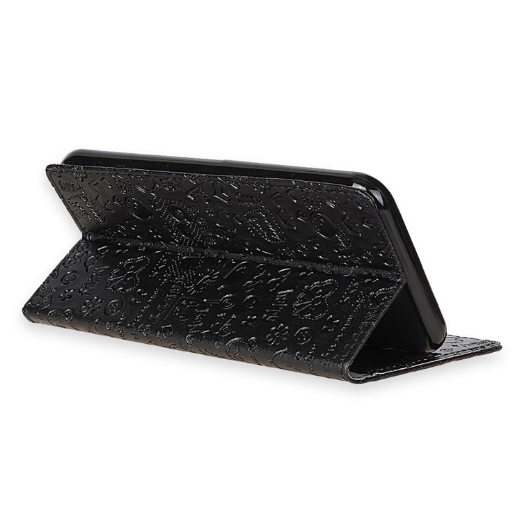 Carretilla De Cuero Del Folio Del Graffiti De La Historieta Móvil Con El Soporte Para Huawei Mate 20 Lite - Negro-6