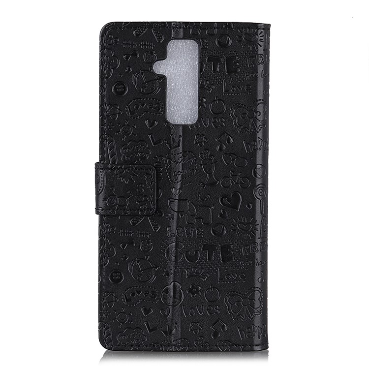 Carretilla De Cuero Del Folio Del Graffiti De La Historieta Móvil Con El Soporte Para Huawei Mate 20 Lite - Negro-7