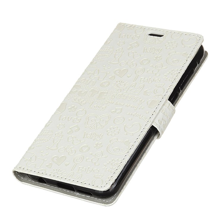 Cartoon Graffiti Folio Leather Wallet Mobile Cover with Stand for Huawei Mate 20 Lite - White-2