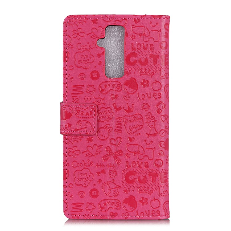 Cartoon Graffiti Folio Leather Wallet Mobile Casing with Stand for Huawei Mate 20 Lite - Rose-7