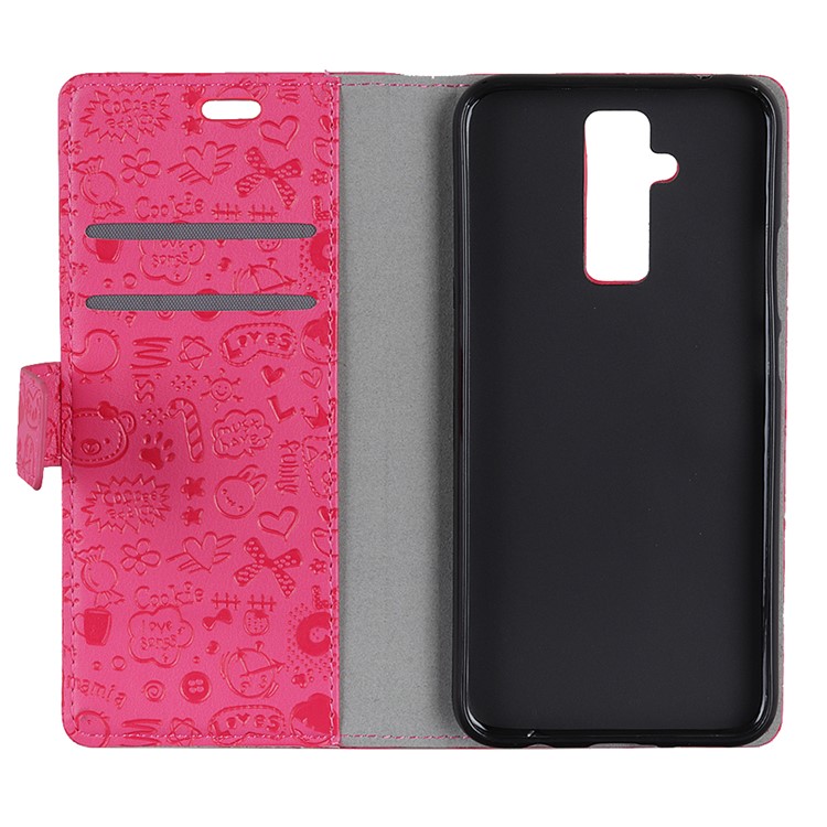 Cartoon Graffiti Folio Leather Wallet Mobile Casing with Stand for Huawei Mate 20 Lite - Rose-8