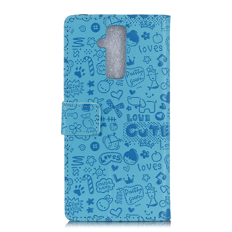 Caja Del Teléfono Móvil De La Cartera Del Cuero Del Folio Del Graffiti De La Historieta Con El Soporte Para Huawei Mate 20 Lite - Azul-7