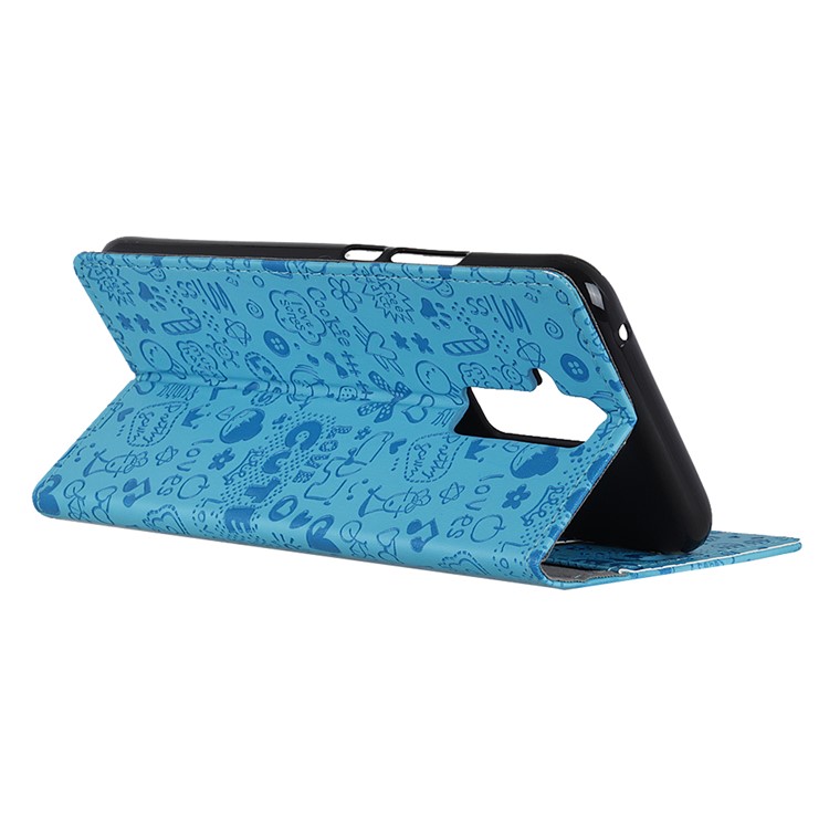 Caja Del Teléfono Móvil De La Cartera Del Cuero Del Folio Del Graffiti De La Historieta Con El Soporte Para Huawei Mate 20 Lite - Azul-9