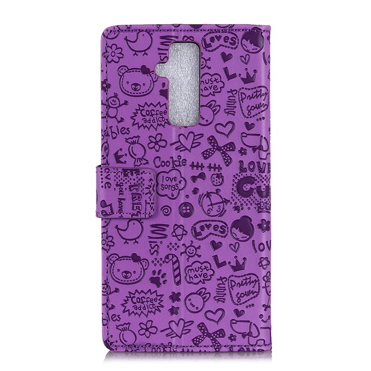 Cartoon Graffiti Folio Leather Wallet Cell Phone Case with Stand for Huawei Mate 20 Lite - Purple-7