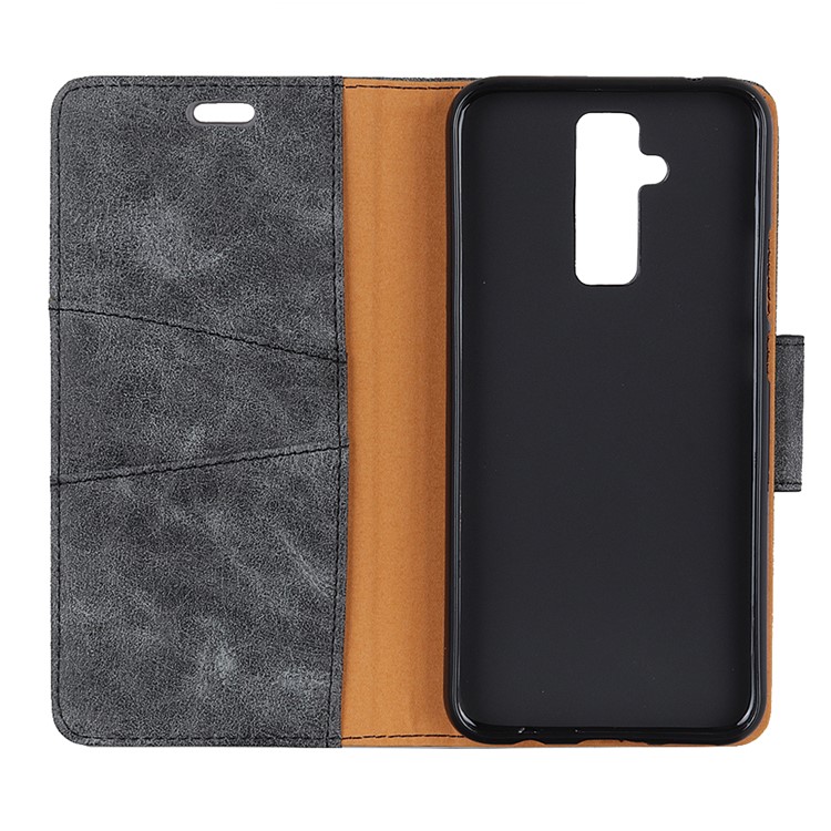 Vintage Style Split Leather Wallet Case for Huawei Mate 20 Lite - Grey-7