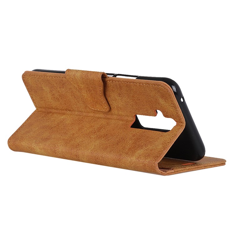 Vintage Style Split Leather Cover Wallet Stand Phone Case for Huawei Mate 20 Lite - Brown-6
