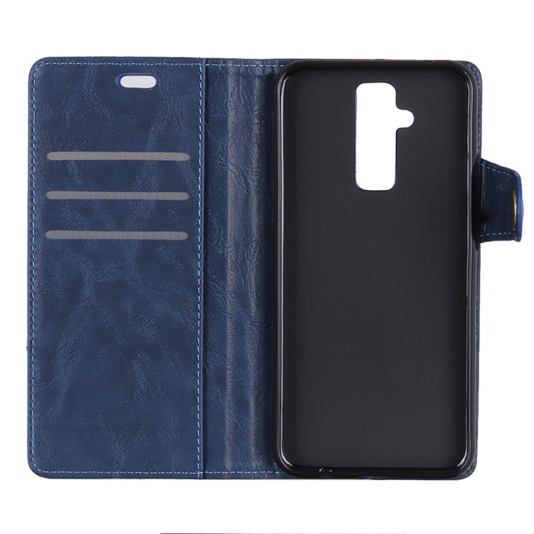 For Huawei Mate 20 Lite S Shape Crazy Horse Texture Wallet Leather Phone Shell - Blue-9
