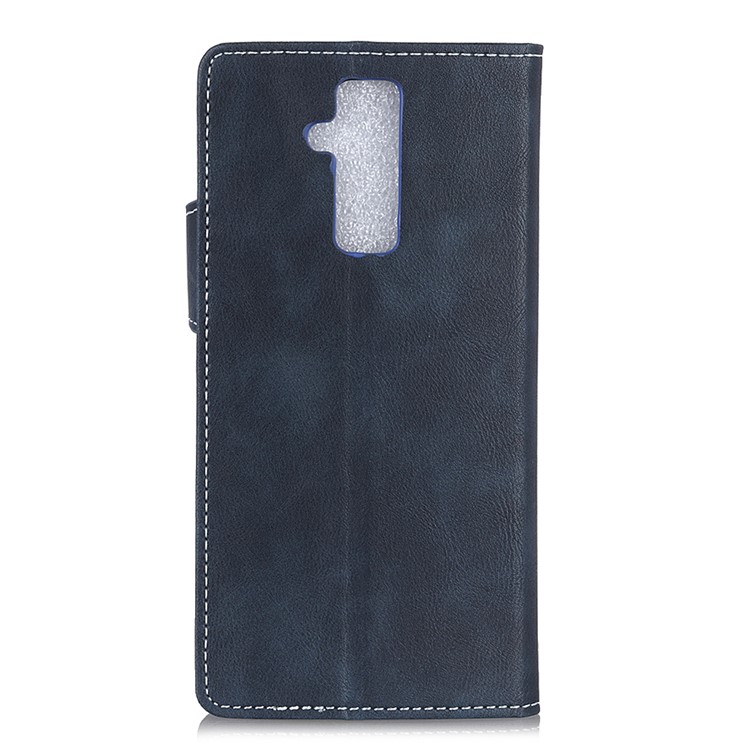 S-shape Textured Wallet Leather Case Stand Shell for Huawei Mate 20 Lite/Maimang 7 - Blue-7