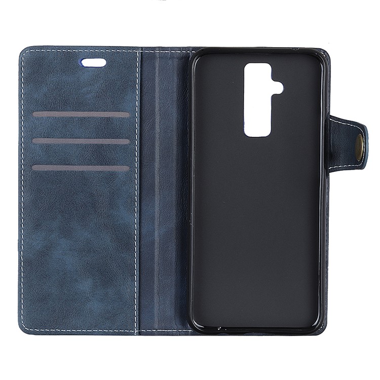 S-shape Textured Wallet Leather Case Stand Shell for Huawei Mate 20 Lite/Maimang 7 - Blue-8