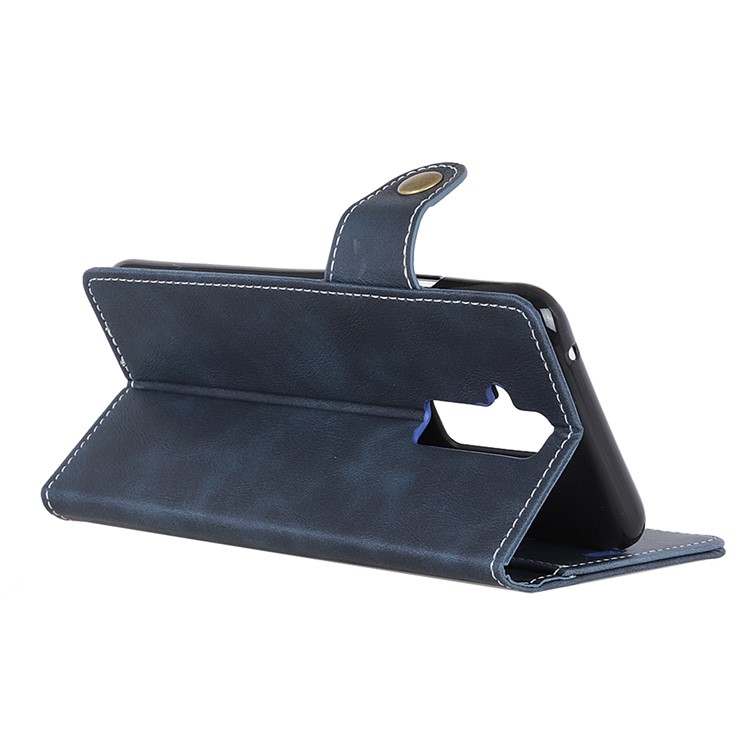 S-shape Textured Wallet Leather Case Stand Shell for Huawei Mate 20 Lite/Maimang 7 - Blue-9