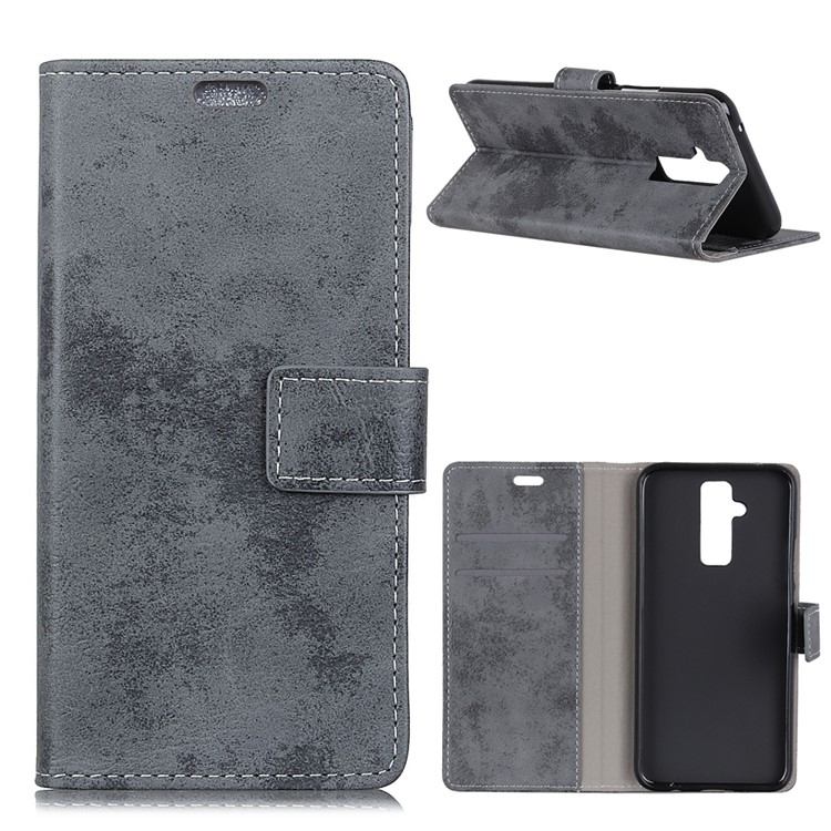 Vintage Style Wallet Leather Cell Phone Case for Huawei Mate 20 Lite - Grey-1