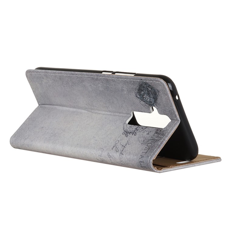 For Huawei Mate 20 Lite Patterned PU Leather Wallet Stand Case - American Flag and Cat Holding Heart-6