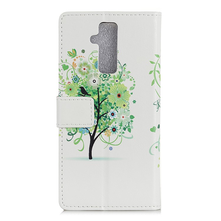 Für Huawei Mate 20 Lite Gemusterten Pu-leder Brieftasche Flip Abdeckung - Grüner Blumenbaum-5