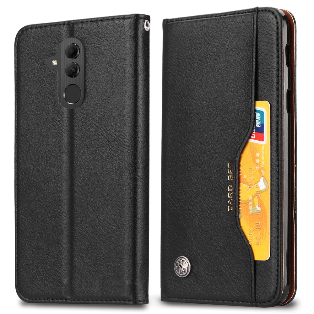 Auto-absorbed Leather Wallet Case for Huawei Mate 20 Lite - Black-2