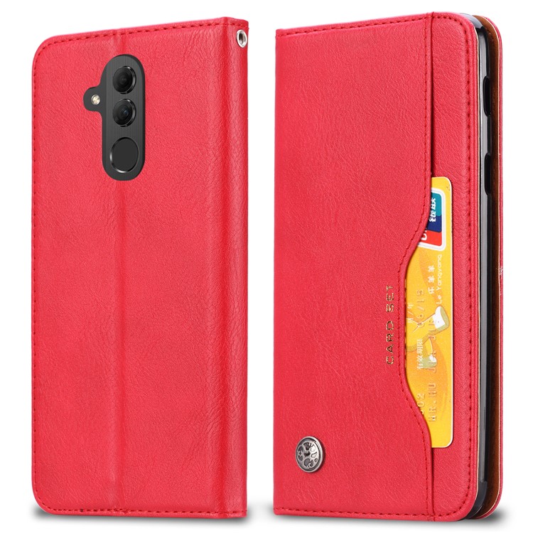 Tampa De Carteira De Couro Auto-absorvida Para Huawei Mate 20 Lite - Vermelho