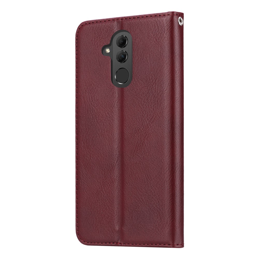 Auto-absorbed Leather Wallet Phone Case for Huawei Mate 20 Lite - Wine Red-4
