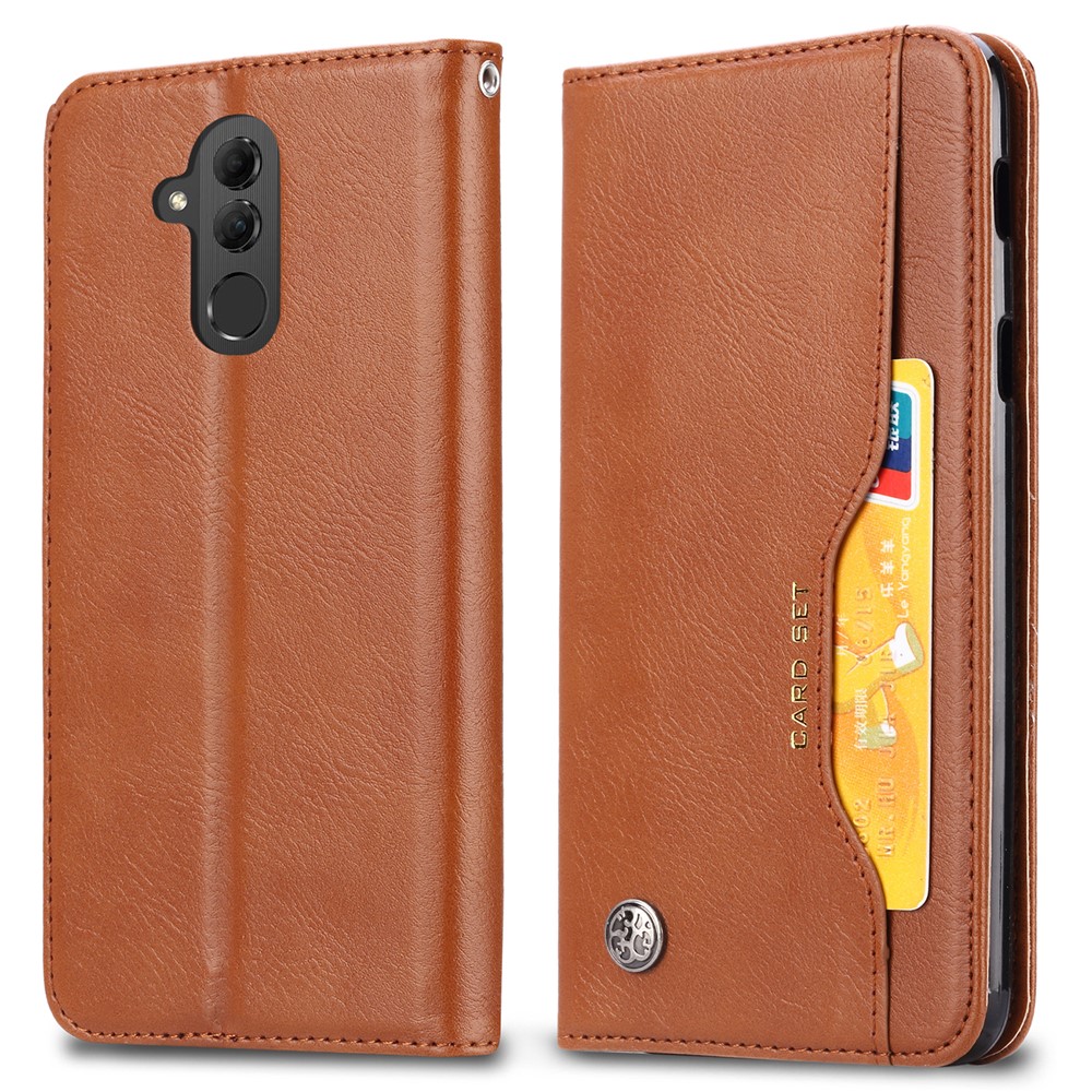 Auto-absorbed Leather Wallet Shell Case for Huawei Mate 20 Lite - Brown-2