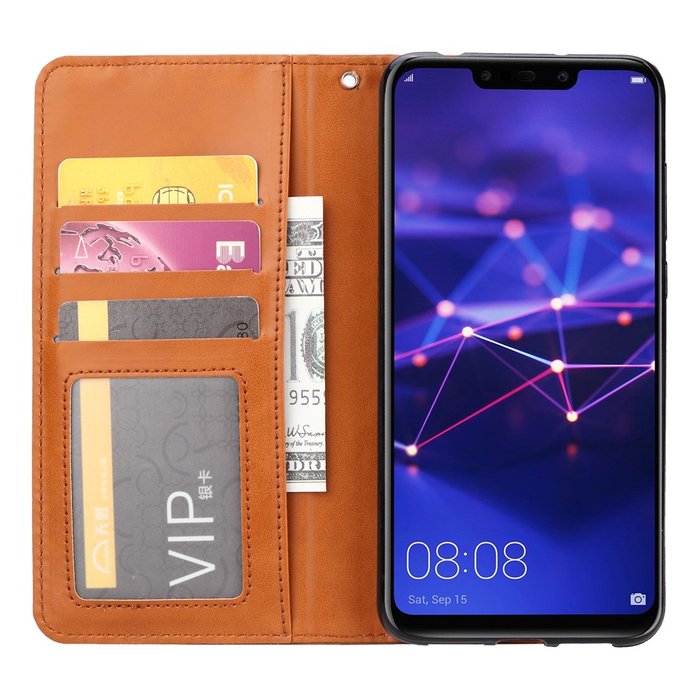 Case de Carcasa de Billetera de Cuero Autoabsorbida Para Huawei Mate 20 Lite - Marrón