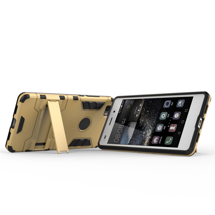 Kickstand PC TPU Phone Shell for Huawei Ascend P8 Lite - Gold-5