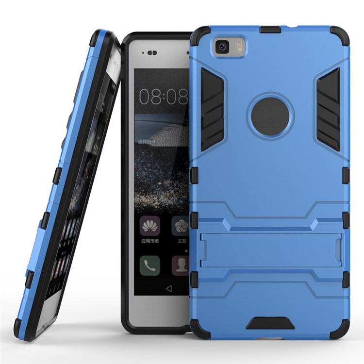 Kickstand PC TPU Protective Shell for Huawei Ascend P8 Lite - Light Blue-2
