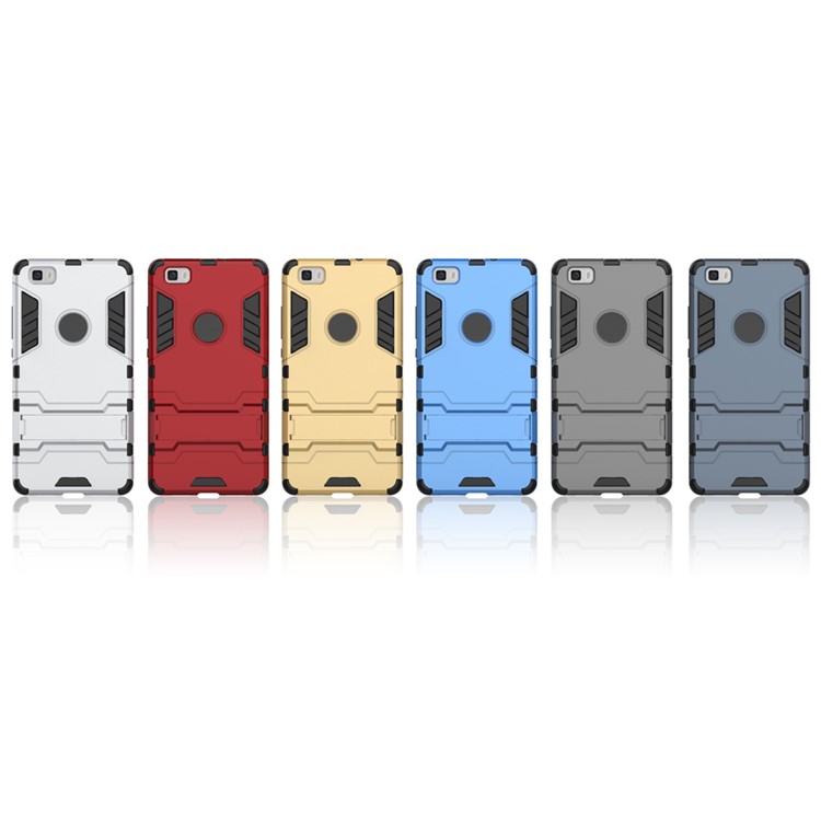 Kickstand PC TPU Protective Shell for Huawei Ascend P8 Lite - Light Blue-3