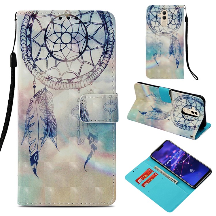 Pattern Printing Light Spot Decor Stand Leather Wallet Case for Huawei Mate 20 Lite - Dream Catcher-1