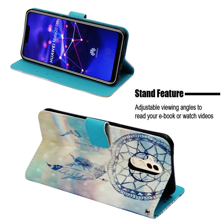 Pattern Printing Light Spot Decor Stand Leather Wallet Case for Huawei Mate 20 Lite - Dream Catcher-4