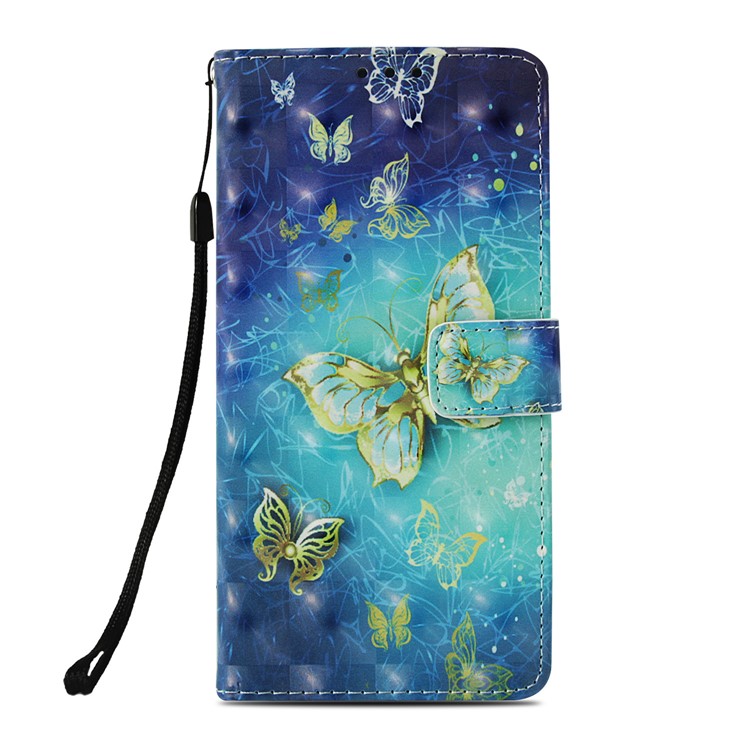 Pattern Printing Light Spot Decor Stand Leather Wallet Shell for Huawei Mate 20 Lite - Gold and Blue Butterfly-2