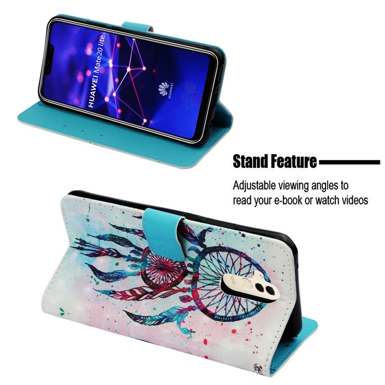 Pattern Printing Light Spot Decor Stand Leather Wallet Casing for Huawei Mate 20 Lite - Colorized Dream Catcher-4