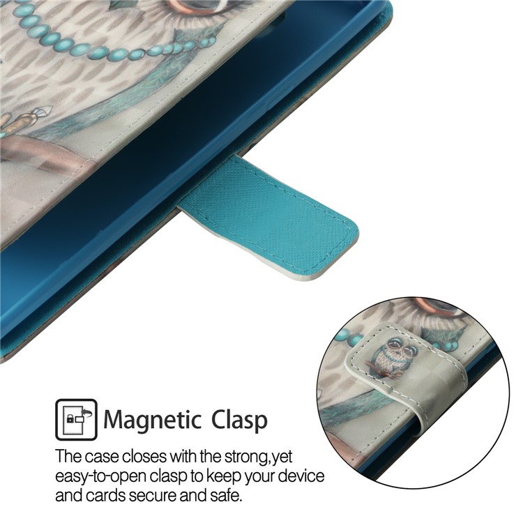 Pattern Printing Light Spot Decor Stand Leather Wallet Mobile Phone Cover for Huawei Mate 20 Lite - Owl-5