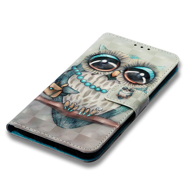 Pattern Printing Light Spot Decor Stand Leather Wallet Mobile Phone Cover for Huawei Mate 20 Lite - Owl-7