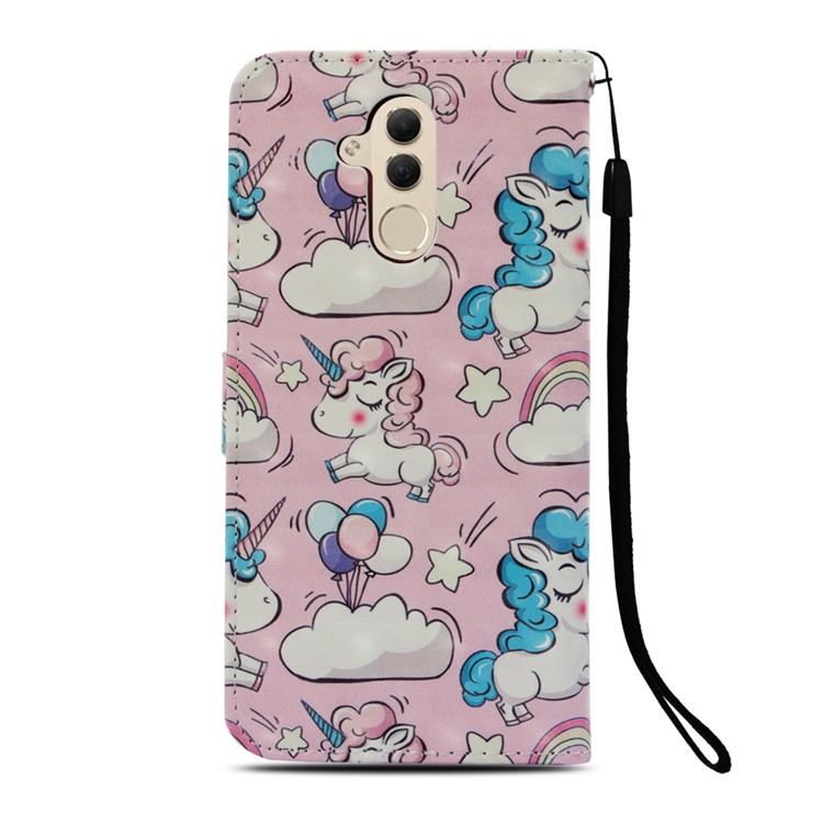 Pattern Printing Light Spot Decor Stand Leather Wallet Cell Phone Shell for Huawei Mate 20 Lite - Shy Unicorn-3