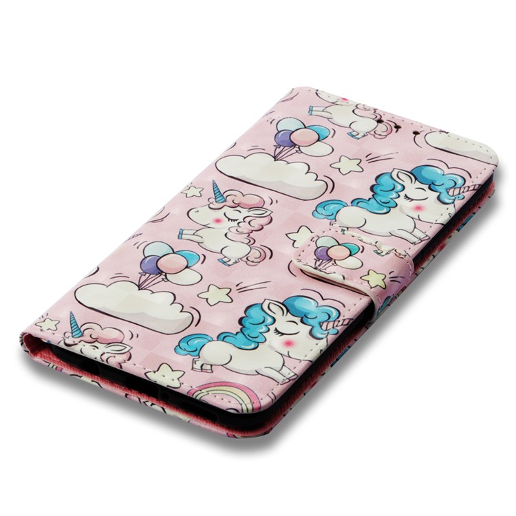 Pattern Printing Light Spot Decor Stand Leather Wallet Cell Phone Shell for Huawei Mate 20 Lite - Shy Unicorn-7