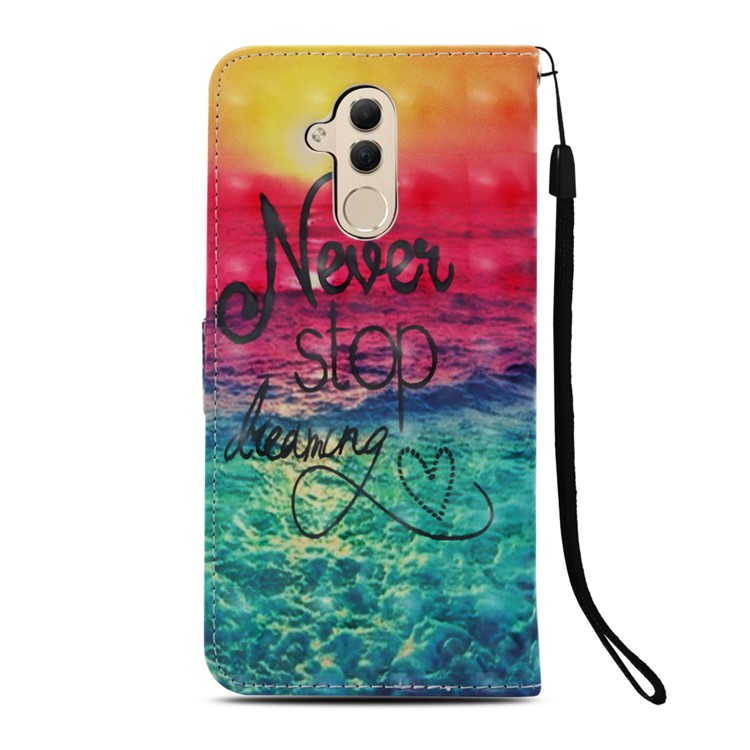 Pattern Printing Light Spot Decor Stand Leather Wallet Protective Cover for Huawei Mate 20 Lite - Never Stop Dreaming-3