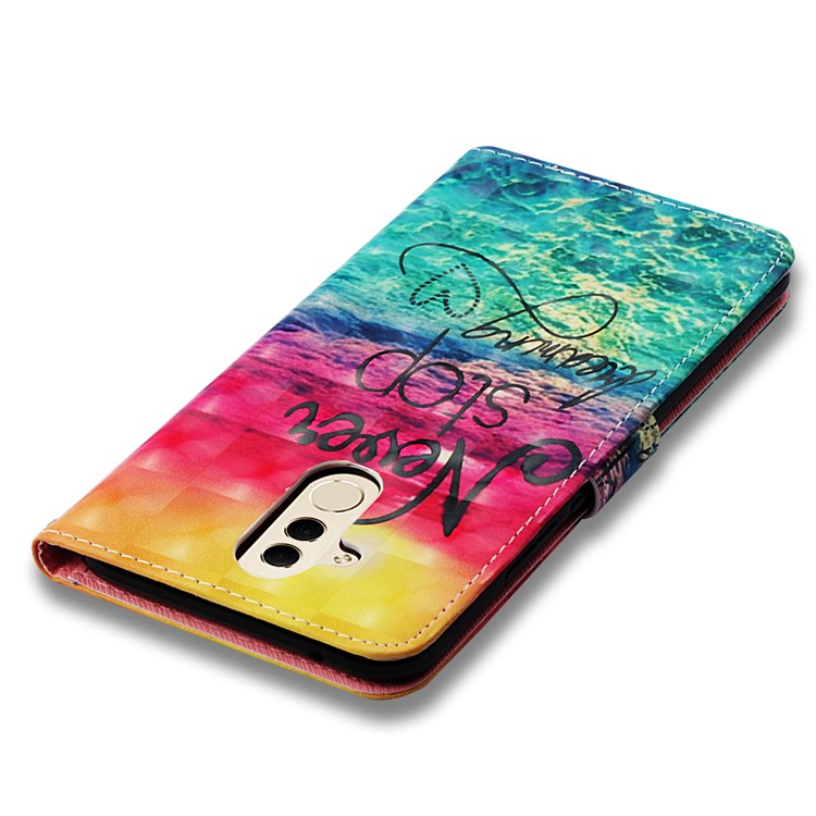 Pattern Printing Light Spot Decor Stand Leather Wallet Protective Cover for Huawei Mate 20 Lite - Never Stop Dreaming-8