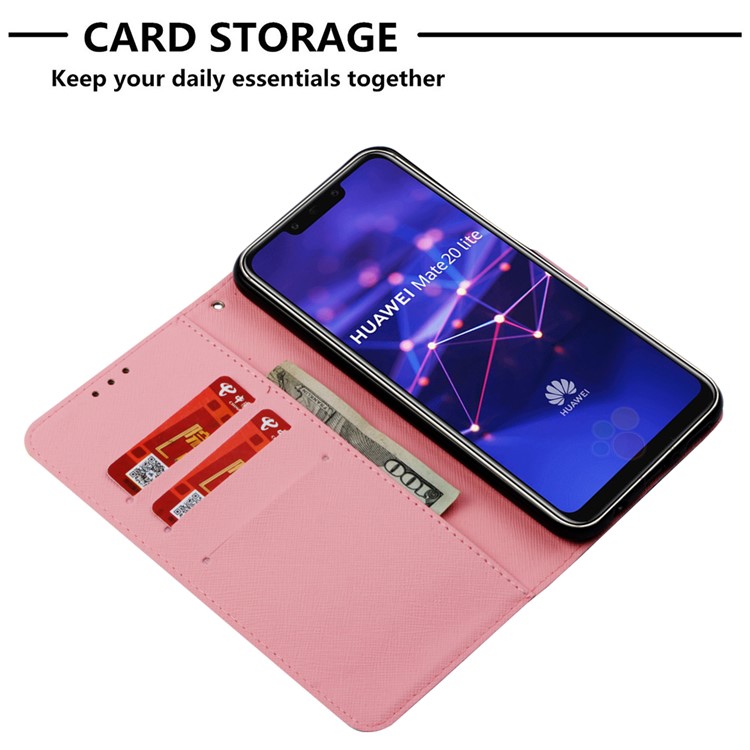 Pattern Printing Light Spot Decor Stand Leather Wallet Protective Shell for Huawei Mate 20 Lite - Red Butterfly-6