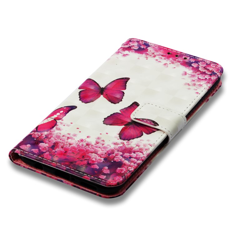 Pattern Printing Light Spot Decor Stand Leather Wallet Protective Shell for Huawei Mate 20 Lite - Red Butterfly-7