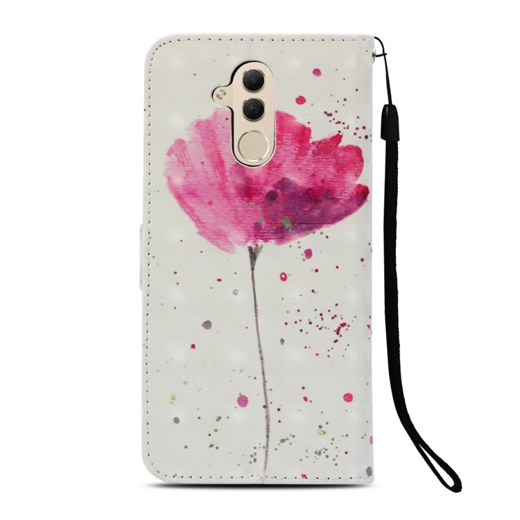 Vivid Pattern Printing Light Spot Decor Stand Leather Wallet Cover for Huawei Mate 20 Lite - Red Flower-3
