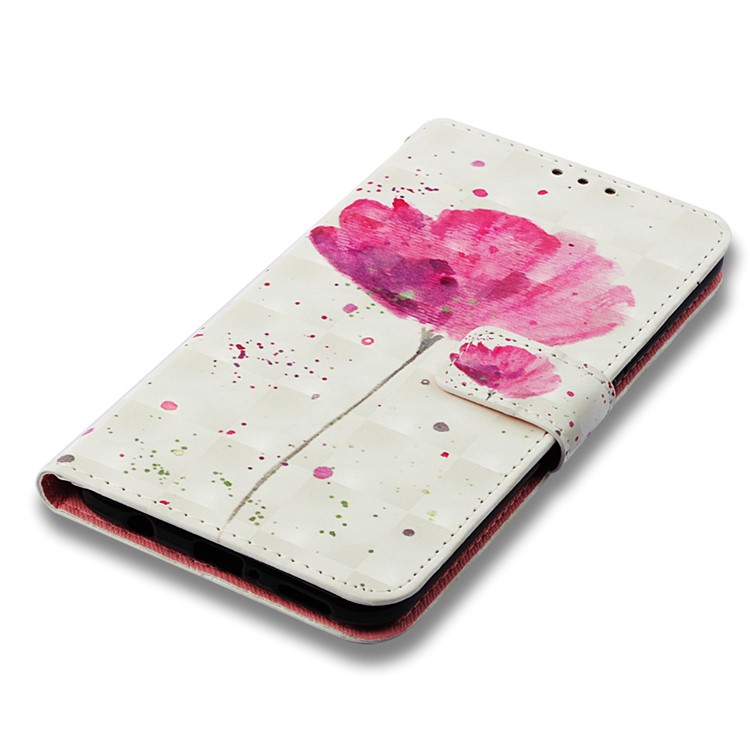 Vivid Pattern Printing Light Spot Decor Stand Leather Wallet Cover for Huawei Mate 20 Lite - Red Flower-7