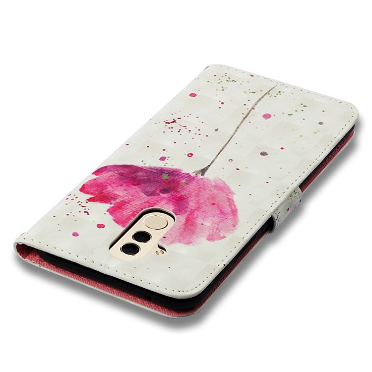 Vivid Pattern Printing Light Spot Decor Stand Leather Wallet Cover for Huawei Mate 20 Lite - Red Flower-8