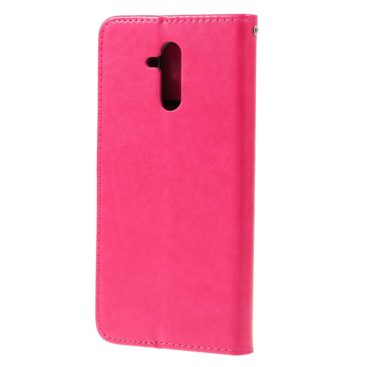 Imprint Cat and Fish Bone PU Leather Wallet Case for Huawei Mate 20 Lite - Rose-2