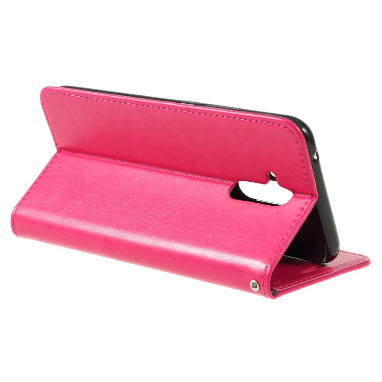 Imprint Cat and Fish Bone PU Leather Wallet Case for Huawei Mate 20 Lite - Rose-5