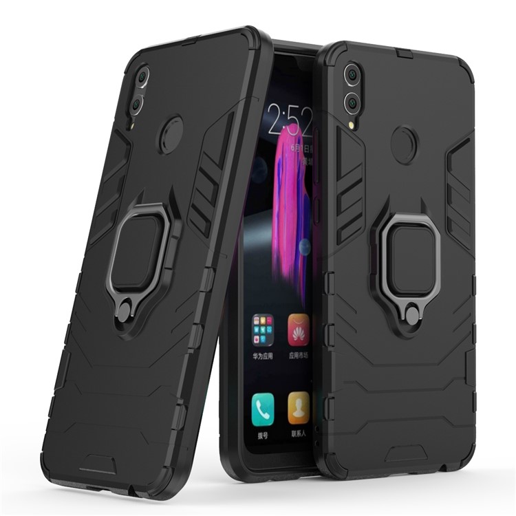 Finger Ring Kickstand PC + TPU Hybrid Phone Case for Huawei Honor 8X - Black-1