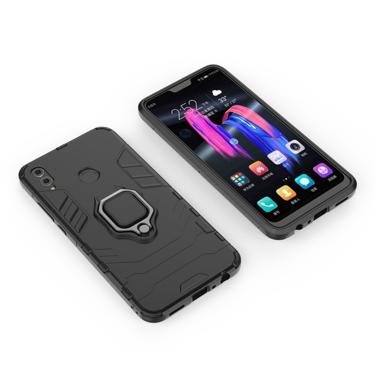 Finger Ring Kickstand PC + TPU Hybrid Phone Case for Huawei Honor 8X - Black-3