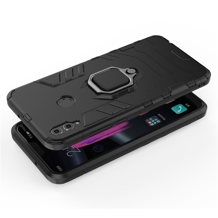 Finger Ring Kickstand PC + TPU Hybrid Phone Case for Huawei Honor 8X - Black-4